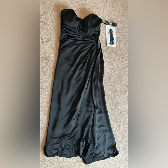 Mori Lee Dresses & Skirts - Morilee black satin formal bridesmaid dress NWT